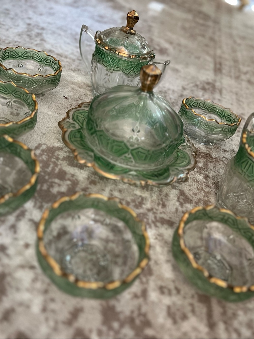 Antique 1912 “EAPG” US glass Co. Athenia pattern 9pc set